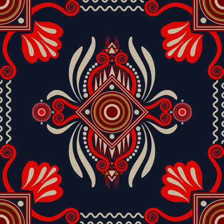 Vector seamless ethnic pattern. Colorful backdrop with abstract elements. Native american design, Navajo. Mexican native motifのイラスト素材