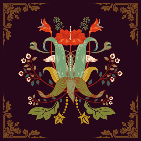 Vector template for print, invitation, poster, tile. Vintage Italian style, Renaissance.のイラスト素材