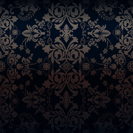 Damask vector illustration for web, cards, invitations, wallpaper. Dark backdropのイラスト素材