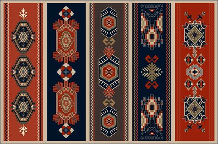 Colorful ornamental vector design for rug, carpet, tapis. Persian rug, textile. Geometric floral backdrop. Arabian ornament with decorative elements. Vector templateのイラスト素材