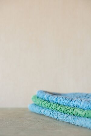 Blue towels on background