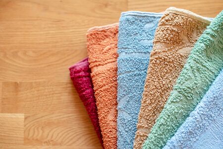 Colorful towels on backgroundの写真素材