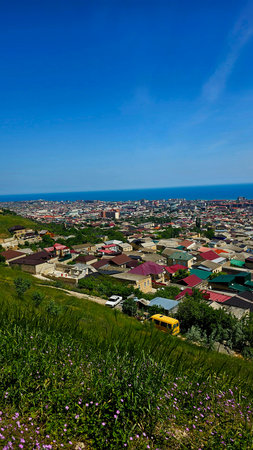 Panoramic view of Tbilisi city from the hill, Georgiaの写真素材