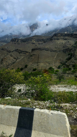 Mountain landscape in Himalayas, Annapurna Circuit, Nepalの写真素材