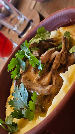 Traditional Clay Pot Beef with Homestyle Mashed Potatoes
Juicy beef cooked in a clay pot paired with creamy mashed potatoes, showcasing authentic home-cooked flavors. Ideal for fooの写真素材