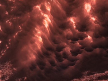 Vivid striking  high orange cloud at Sunset on black sky - Background 