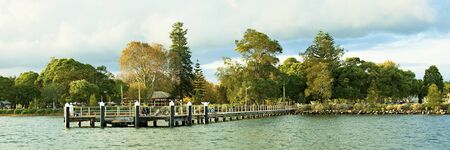Picturesque Speers Point  Wharf and Waterfront  Panoramic photo.Photograph was taken at Lake Macquarie. New South Wales, Australia.の写真素材
