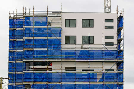 Construction and building progress on new apartments building site. Update ne186. February 21, 2019.のeditorial素材