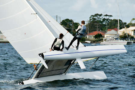Children High School Sailing Championships at Belmont, Lake Macquarie, New South Wales, Australia.の写真素材