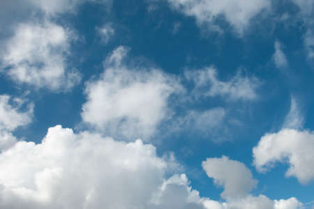 Nephology at its best. A beautiful meteorological sky cloudscape scene, with white Cumulus cloud formation in a mid blue sky. Atmospheric beauty in nature. New South Wales, Australia.の写真素材