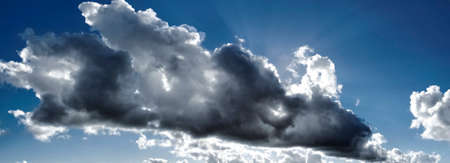 A vibrant atmospheric cumulonimbus panoramic cloud formation displayed in a cobalt blue sky. Nature background. Gosford, New South Wales, Australia.の写真素材