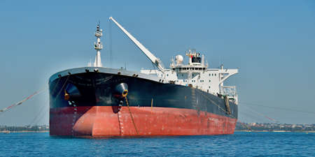 Unladen 251 meter crude oil tanker ship moored in Botany Bay, NSW, Australia.の写真素材
