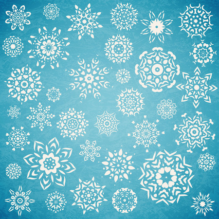 Christmas set of snowflakes, vector illustrationのイラスト素材