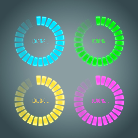 Set of glowing preloaders and progress loading barsのイラスト素材