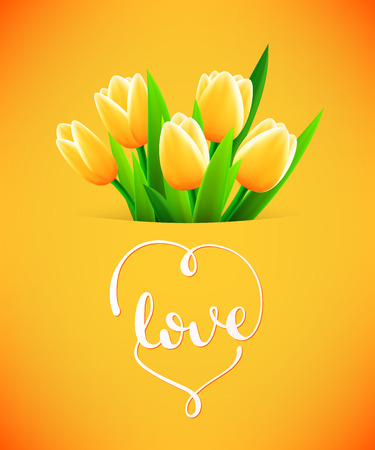 Thanks card with tulip flowersのイラスト素材
