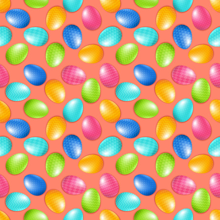 Happy Easter seamless pattern with bright eggs, vector illustrationのイラスト素材