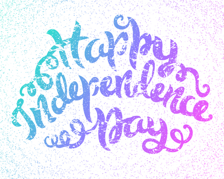 Happy independence day, hand drawn lettering, vector illustrationのイラスト素材