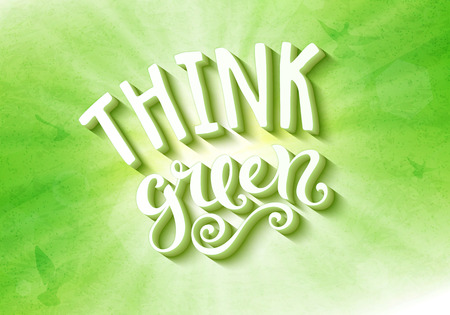 Think green poster with hand-drawn lettering, vector illustrationのイラスト素材