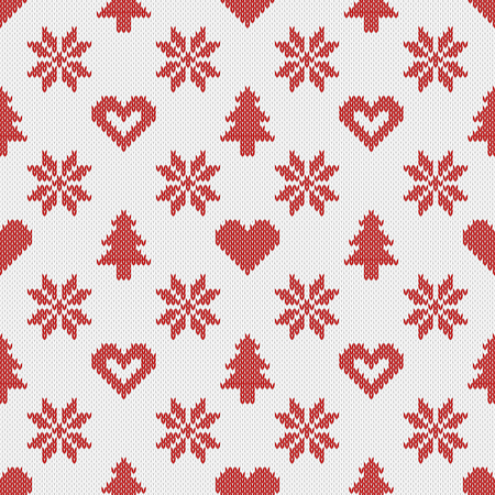 Knitted seamless pattern with snowflakes, vector illustrationのイラスト素材