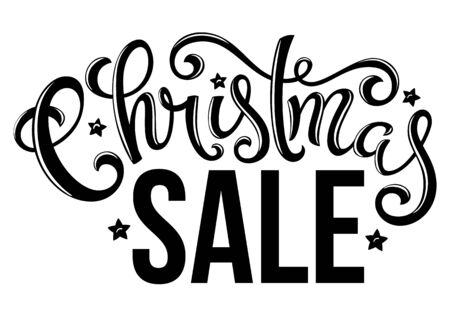 Christmas sale poster with hand-drawn lettering, vector illustrationのイラスト素材