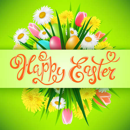 Happy Easter posterのイラスト素材