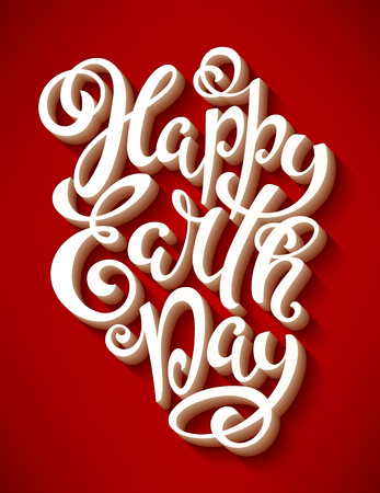 Happy Earth Day poster with hand lettering. Vector illustration.のイラスト素材