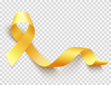 Realistic gold ribbon, childhood cancer awareness symbol, vector illustrationのイラスト素材