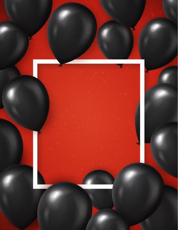 Black Friday sale poster with realistic black balloons. Vector illustration.のイラスト素材