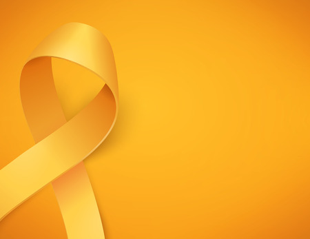 Background for childhood cancer awareness day, with synbol realistic gold ribbon, vector illustrationのイラスト素材
