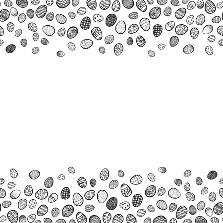 Background for Happy Easter with seamless border of eggs. Vector illustration.のイラスト素材