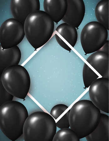 Black Friday sale poster template with realistic black balloons. Template background. Vector illustration.のイラスト素材