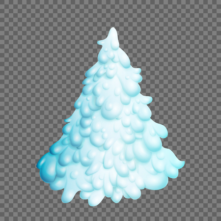 Fairy christmas tree. Fir-tree is covered completely with snow over transparent background. Vector illustrationのイラスト素材