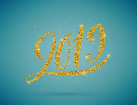 Merry christmas and happy new year 2019 card, vector illustrationのイラスト素材