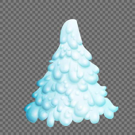Fairy christmas tree. Fir-tree is covered completely with snow over transparent background. Vector illustrationのイラスト素材