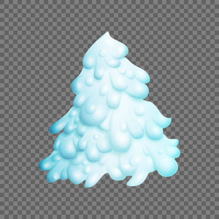 Fairy christmas tree. Fir-tree is covered completely with snow over transparent background. Vector illustrationのイラスト素材