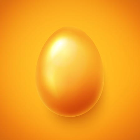 Realistic easter egg decorated in gold color . Vector illustration.のイラスト素材