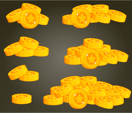 Set Of Coin Piles For Game User Interfaceのイラスト素材