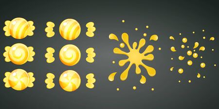 Yellow lemon candy with splash animation setのイラスト素材