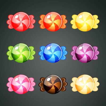 9 colourful wrapped candies with cross ornamentのイラスト素材