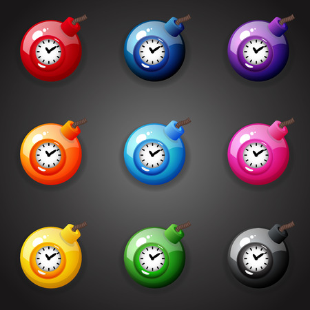Set of colorful Bombs For Match Three Gameのイラスト素材
