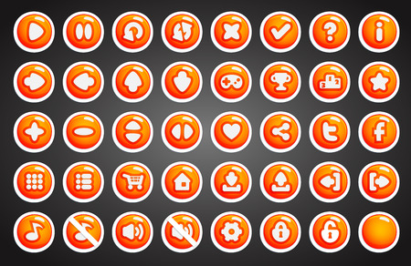 Game buttons in cartoon style. 2d game assetsのイラスト素材