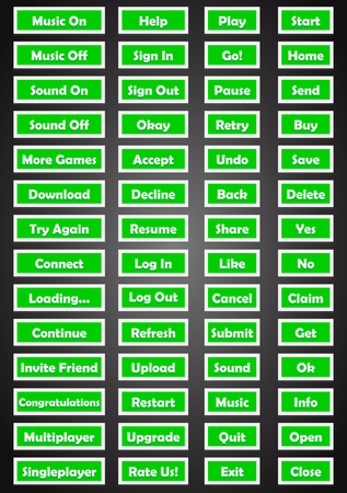 Set of text game buttons in flat styleのイラスト素材