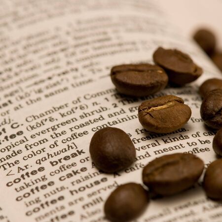 coffeebeans on dictionaryの写真素材