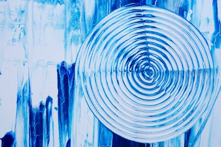 blue art background with circle, artwork is created and painted by myselfの写真素材