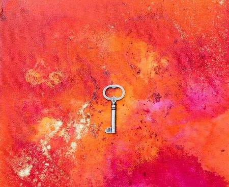 key on painted background, artwork is created and painted by myselfの写真素材