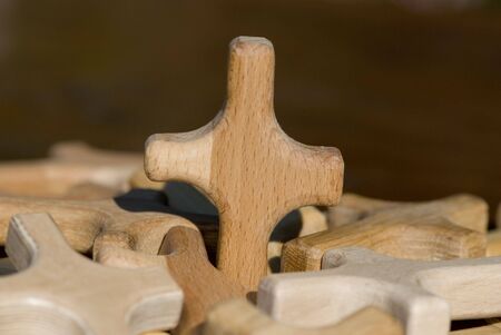 many cross made of woodの写真素材