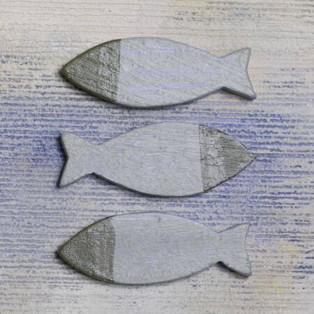decorative wooden fishの写真素材
