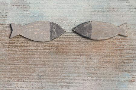 decorative wooden fishの写真素材