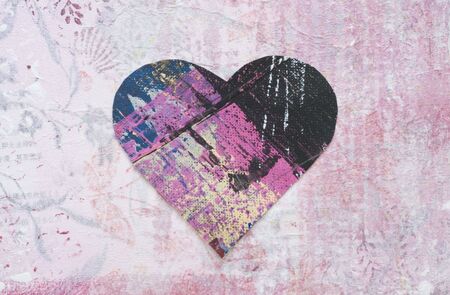 heart on painted background, artwork is created and painted by myselfの写真素材