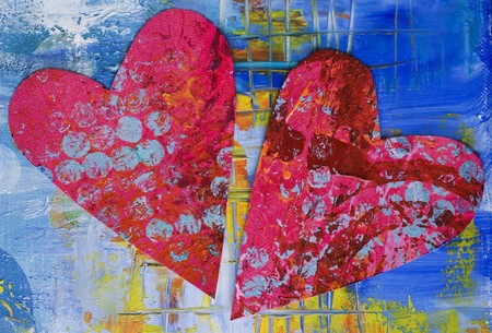 heart on painted background, artwork is created and painted by myself